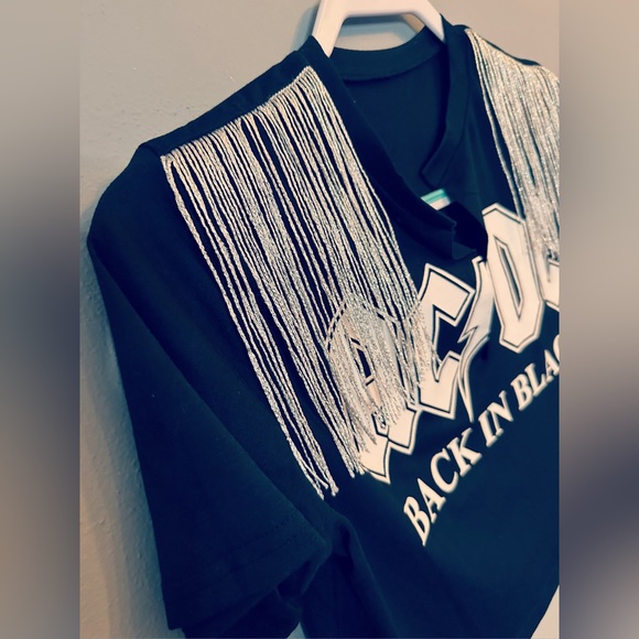 AC/DC Fringe Crop Top in Medium - Picture 2 of 11
